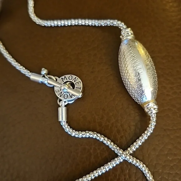 MONET Silvertone Beaded Long Sweater Chain Holiday Necklace - Picture 4 of 6